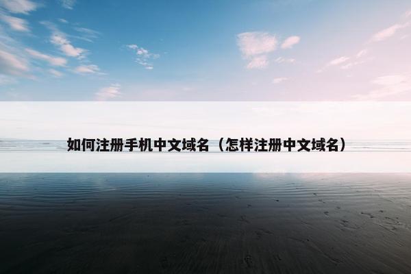 如何注册手机中文域名（怎样注册中文域名）