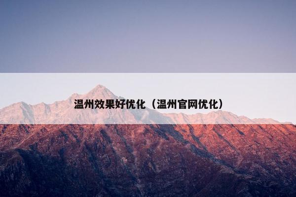 温州效果好优化（温州官网优化）