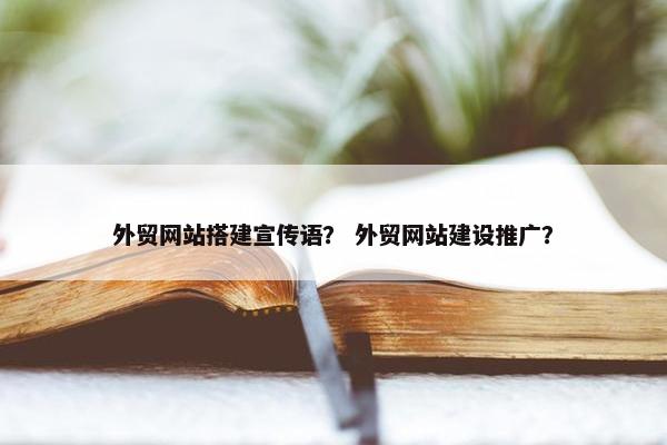 外贸网站搭建宣传语？ 外贸网站建设推广？