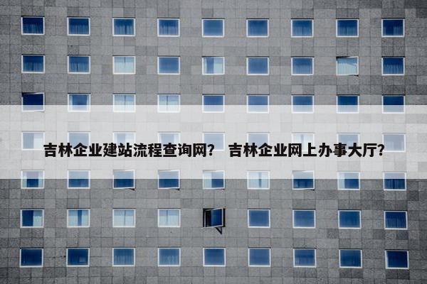 吉林企业建站流程查询网？ 吉林企业网上办事大厅？