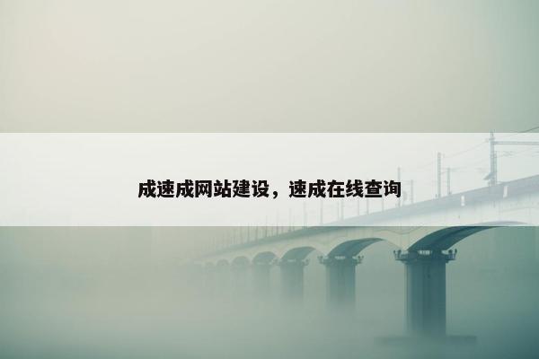 成速成网站建设，速成在线查询