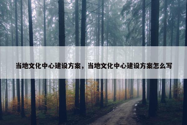 当地文化中心建设方案，当地文化中心建设方案怎么写