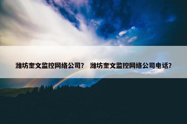 潍坊奎文监控网络公司？ 潍坊奎文监控网络公司电话？