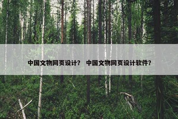 中国文物网页设计？ 中国文物网页设计软件？