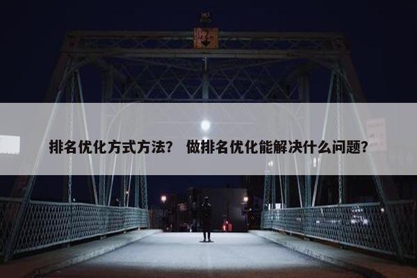 排名优化方式方法？ 做排名优化能解决什么问题？