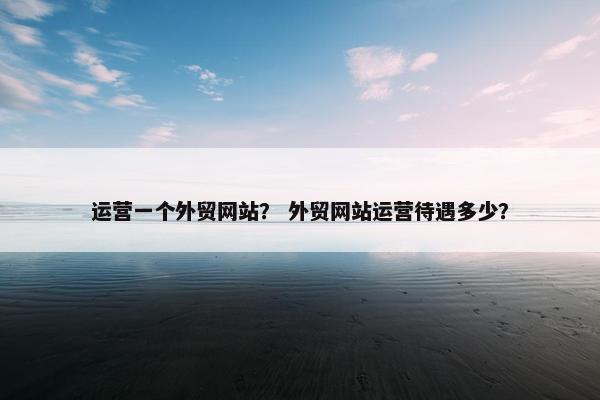 运营一个外贸网站？ 外贸网站运营待遇多少？
