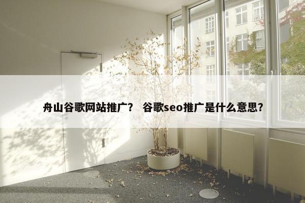 舟山谷歌网站推广？ 谷歌seo推广是什么意思？