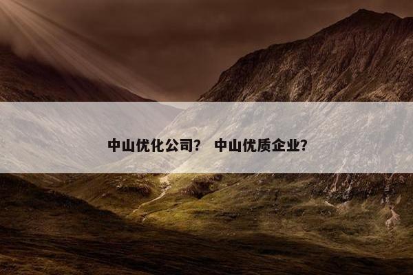 中山优化公司？ 中山优质企业？