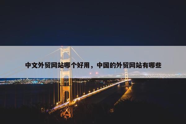 中文外贸网站哪个好用，中国的外贸网站有哪些