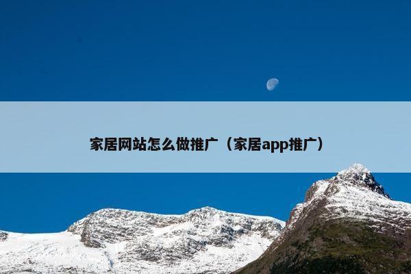 家居网站怎么做推广（家居app推广）