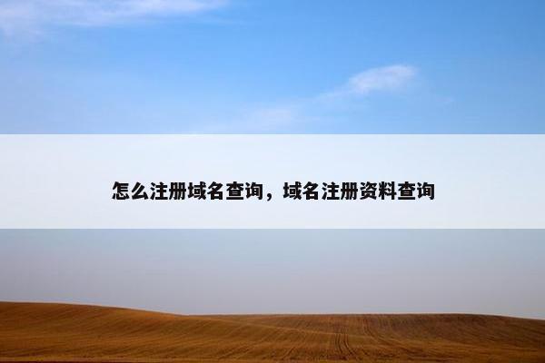 怎么注册域名查询，域名注册资料查询
