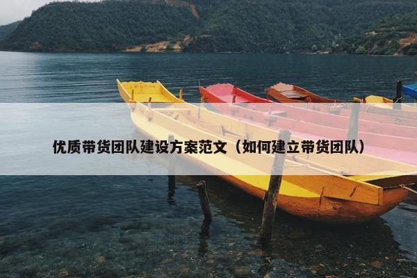 优质带货团队建设方案范文（如何建立带货团队）