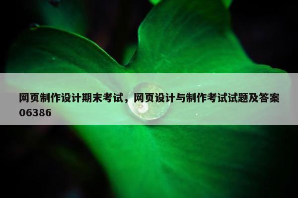 网页制作设计期末考试，网页设计与制作考试试题及答案06386