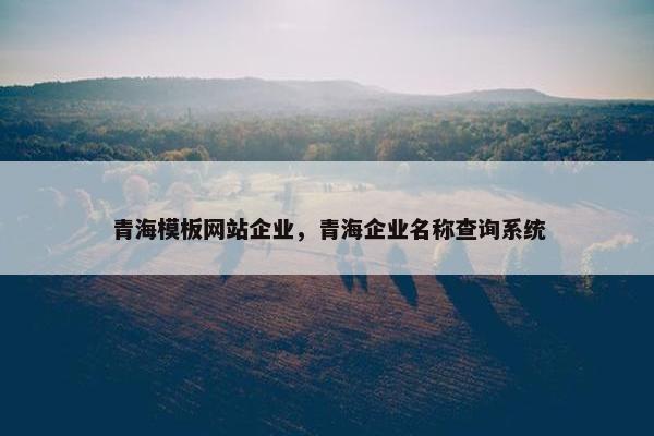 青海模板网站企业，青海企业名称查询系统