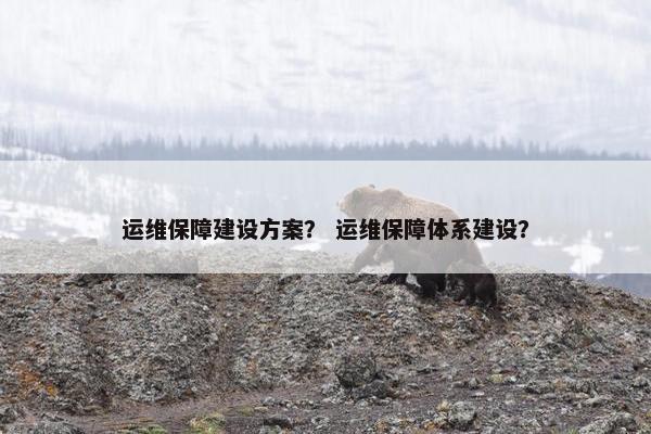 运维保障建设方案？ 运维保障体系建设？