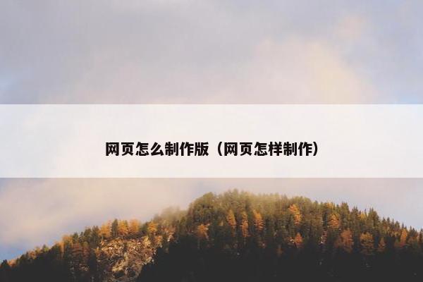 网页怎么制作版（网页怎样制作）