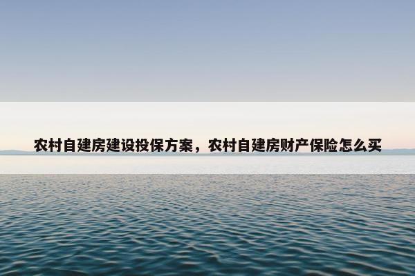 农村自建房建设投保方案，农村自建房财产保险怎么买