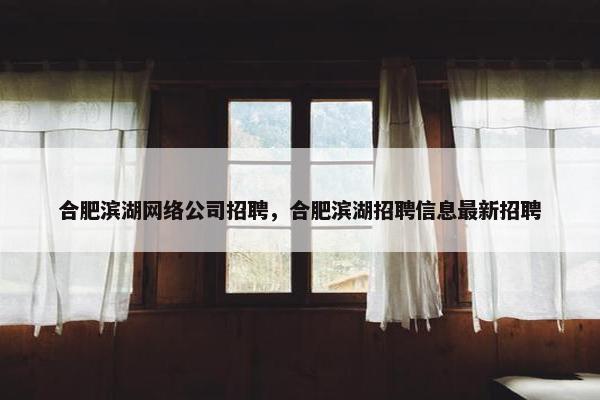 合肥滨湖网络公司招聘，合肥滨湖招聘信息最新招聘