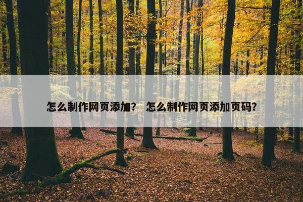 怎么制作网页添加？ 怎么制作网页添加页码？