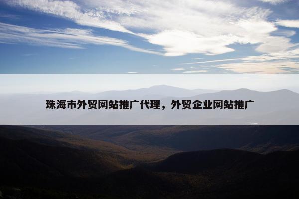 珠海市外贸网站推广代理，外贸企业网站推广