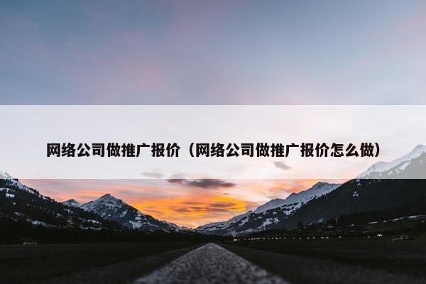网络公司做推广报价（网络公司做推广报价怎么做）