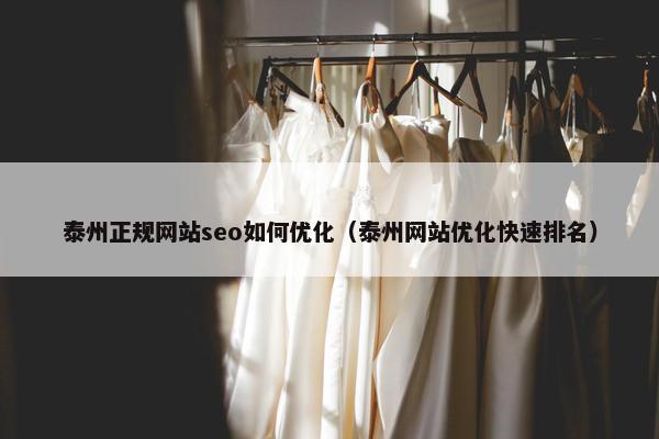 泰州正规网站seo如何优化（泰州网站优化快速排名）