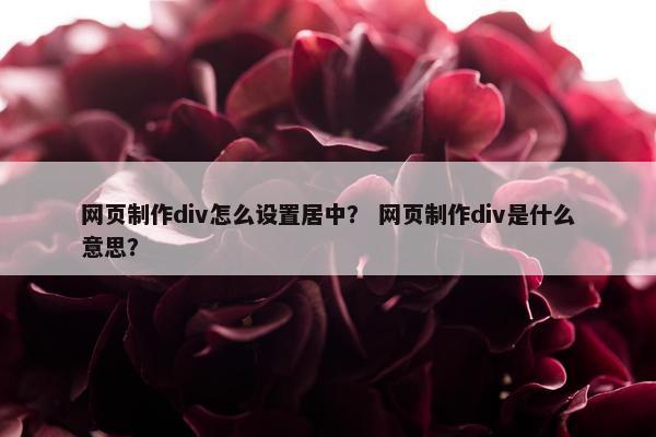 网页制作div怎么设置居中？ 网页制作div是什么意思？