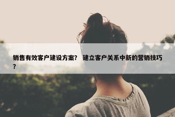 销售有效客户建设方案？ 建立客户关系中新的营销技巧？