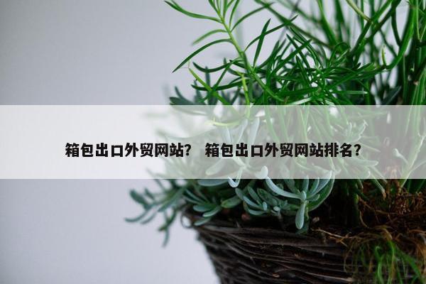 箱包出口外贸网站？ 箱包出口外贸网站排名？