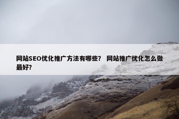 网站SEO优化推广方法有哪些？ 网站推广优化怎么做最好？