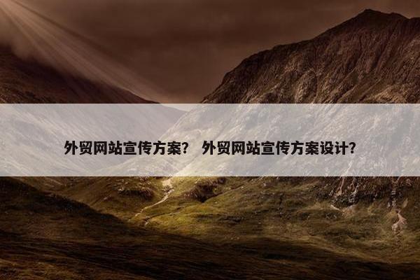 外贸网站宣传方案？ 外贸网站宣传方案设计？