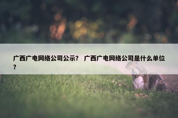 广西广电网络公司公示？ 广西广电网络公司是什么单位？