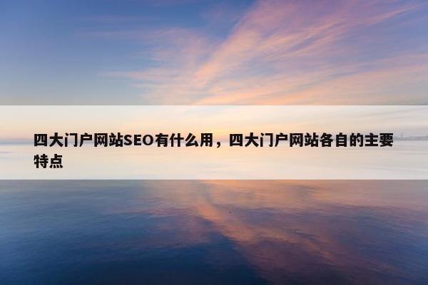 四大门户网站SEO有什么用，四大门户网站各自的主要特点