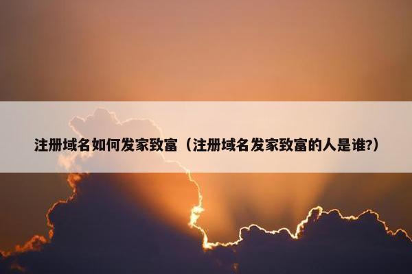 注册域名如何发家致富（注册域名发家致富的人是谁?）