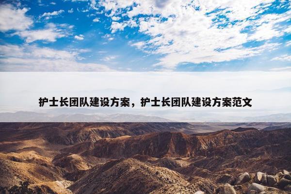 护士长团队建设方案，护士长团队建设方案范文