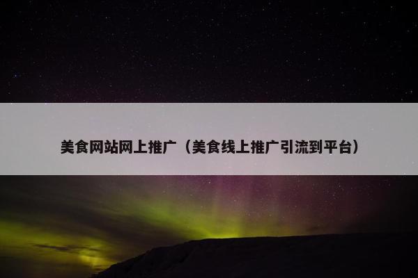 美食网站网上推广（美食线上推广引流到平台）