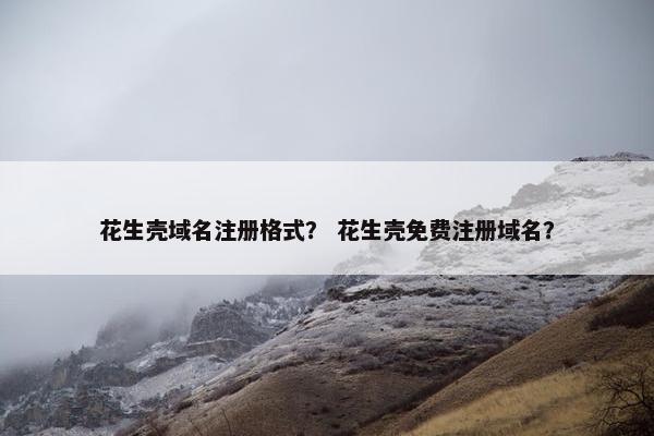 花生壳域名注册格式？ 花生壳免费注册域名？