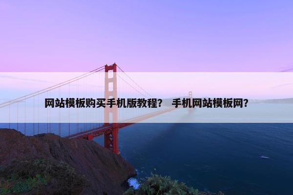 网站模板购买手机版教程？ 手机网站模板网？