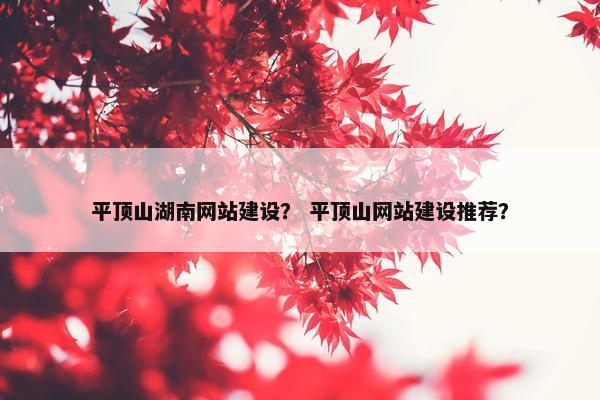 平顶山湖南网站建设？ 平顶山网站建设推荐？