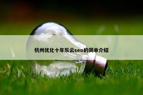 杭州优化十年乐云seo的简单介绍