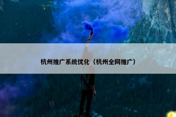 杭州推广系统优化（杭州全网推广）