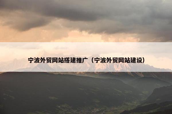 宁波外贸网站搭建推广（宁波外贸网站建设）