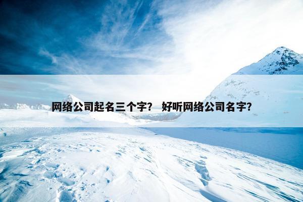 网络公司起名三个字？ 好听网络公司名字？