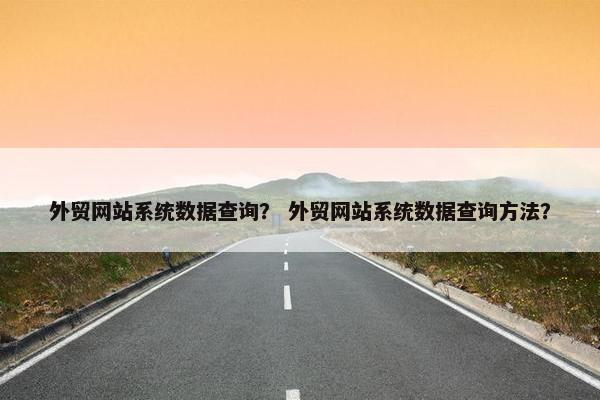 外贸网站系统数据查询？ 外贸网站系统数据查询方法？