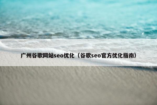 广州谷歌网站seo优化（谷歌seo官方优化指南）