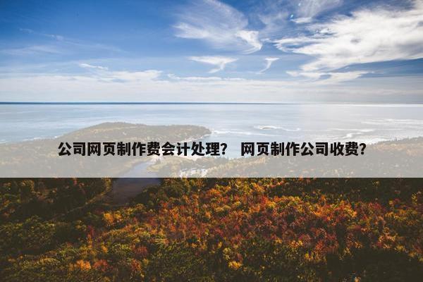 公司网页制作费会计处理？ 网页制作公司收费？