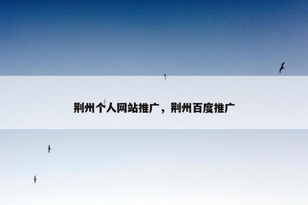 荆州个人网站推广，荆州百度推广