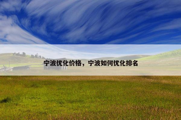 宁波优化价格，宁波如何优化排名