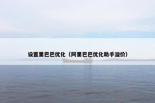 设置里巴巴优化（阿里巴巴优化助手溢价）