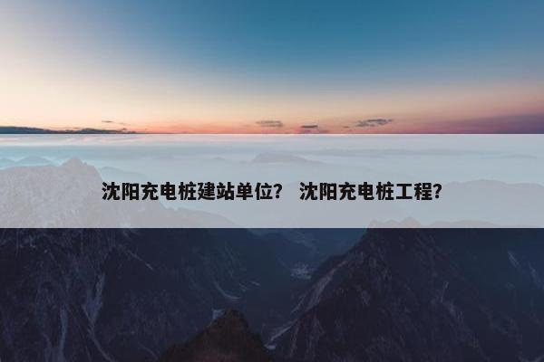 沈阳充电桩建站单位？ 沈阳充电桩工程？